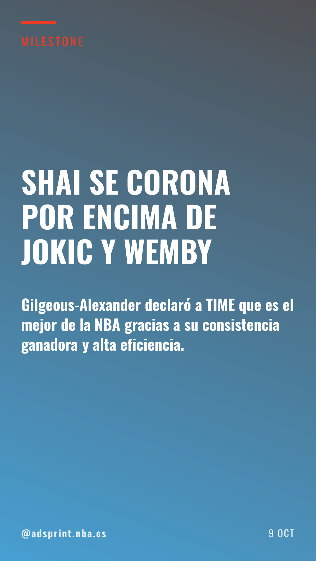 Shai Gilgeous-Alexander se sitúa por encima de Jokic y Wembanyama en la NBA