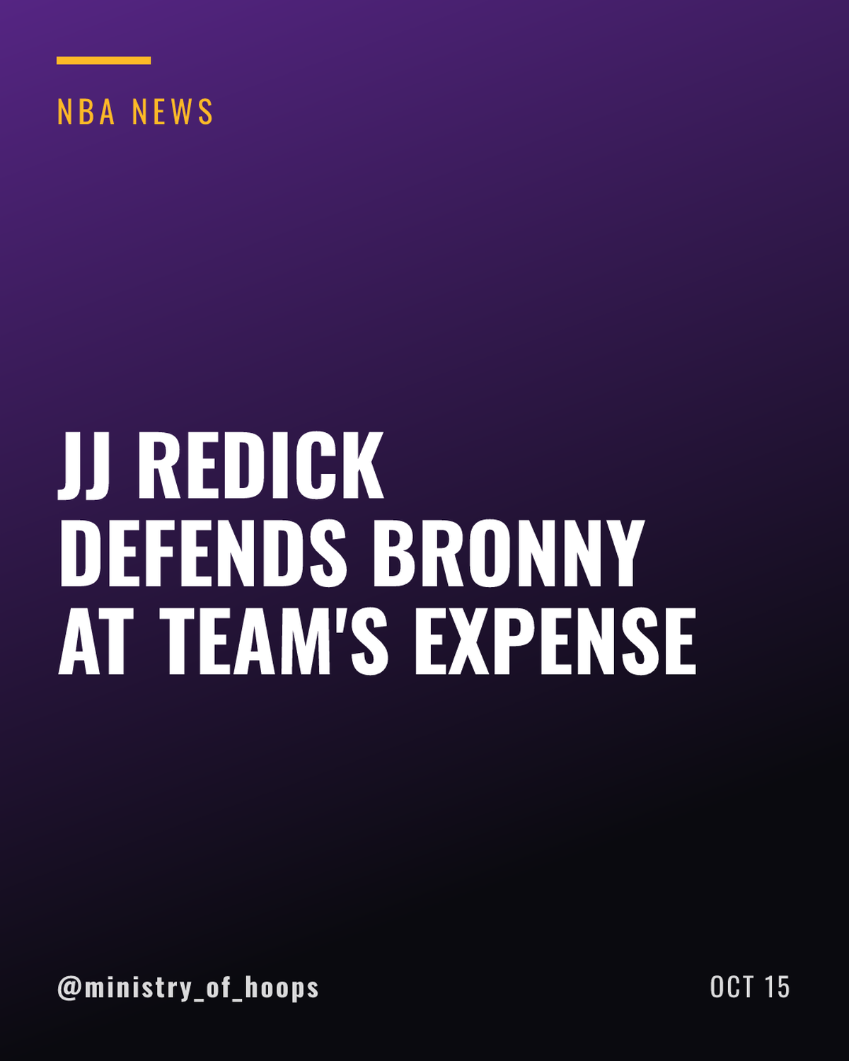 JJ Redick Deflects Bronny James Criticism Onto Lakers Teammates