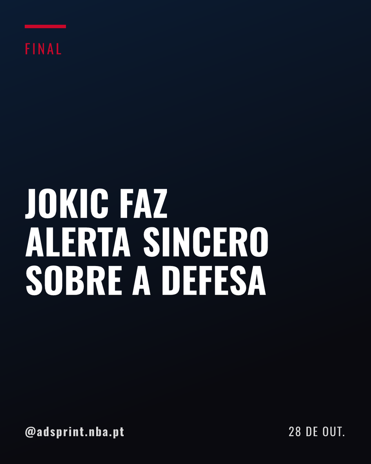 Nikola Jokic admite falhas defensivas do Nuggets após derrota contra o Warriors
