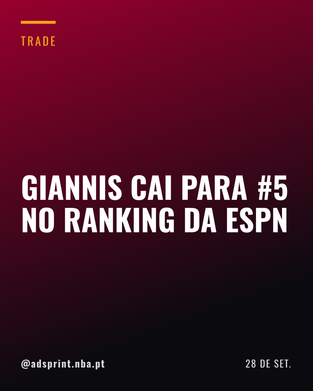 Giannis Antetokounmpo fica em quinto lugar no ranking da ESPN para a NBA