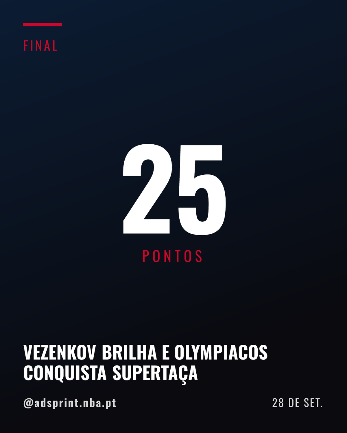 Com duplo-duplo de Sasha Vezenkov, Olympiacos bate PAOK e vence Supercopa