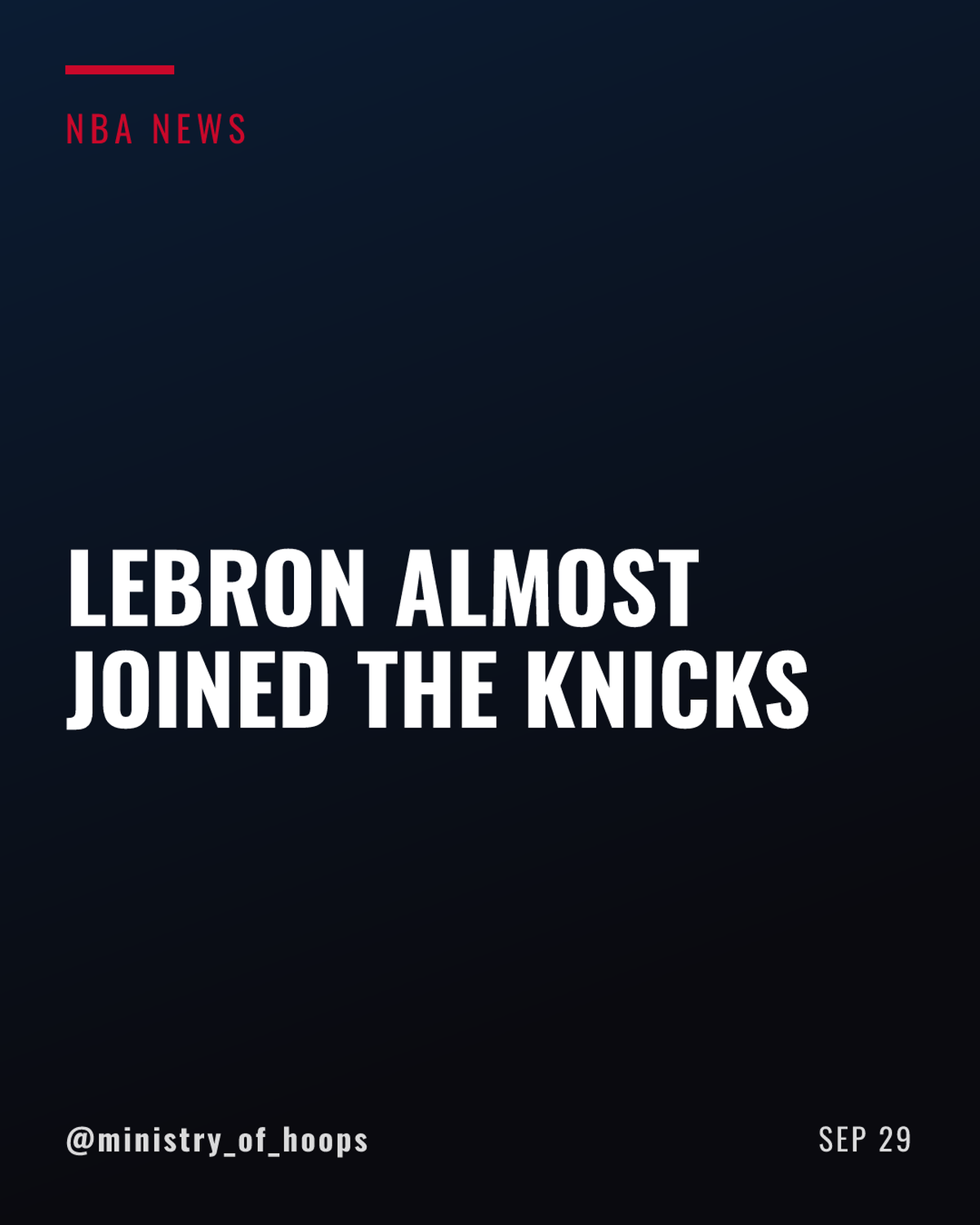 LeBron James Says Knicks Championship Altered Plan to Join New York