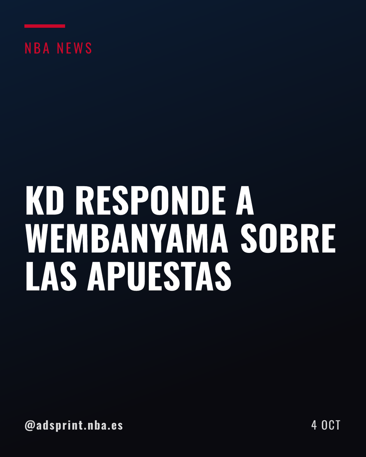 Kevin Durant reacciona a las declaraciones de Wembanyama sobre las apuestas