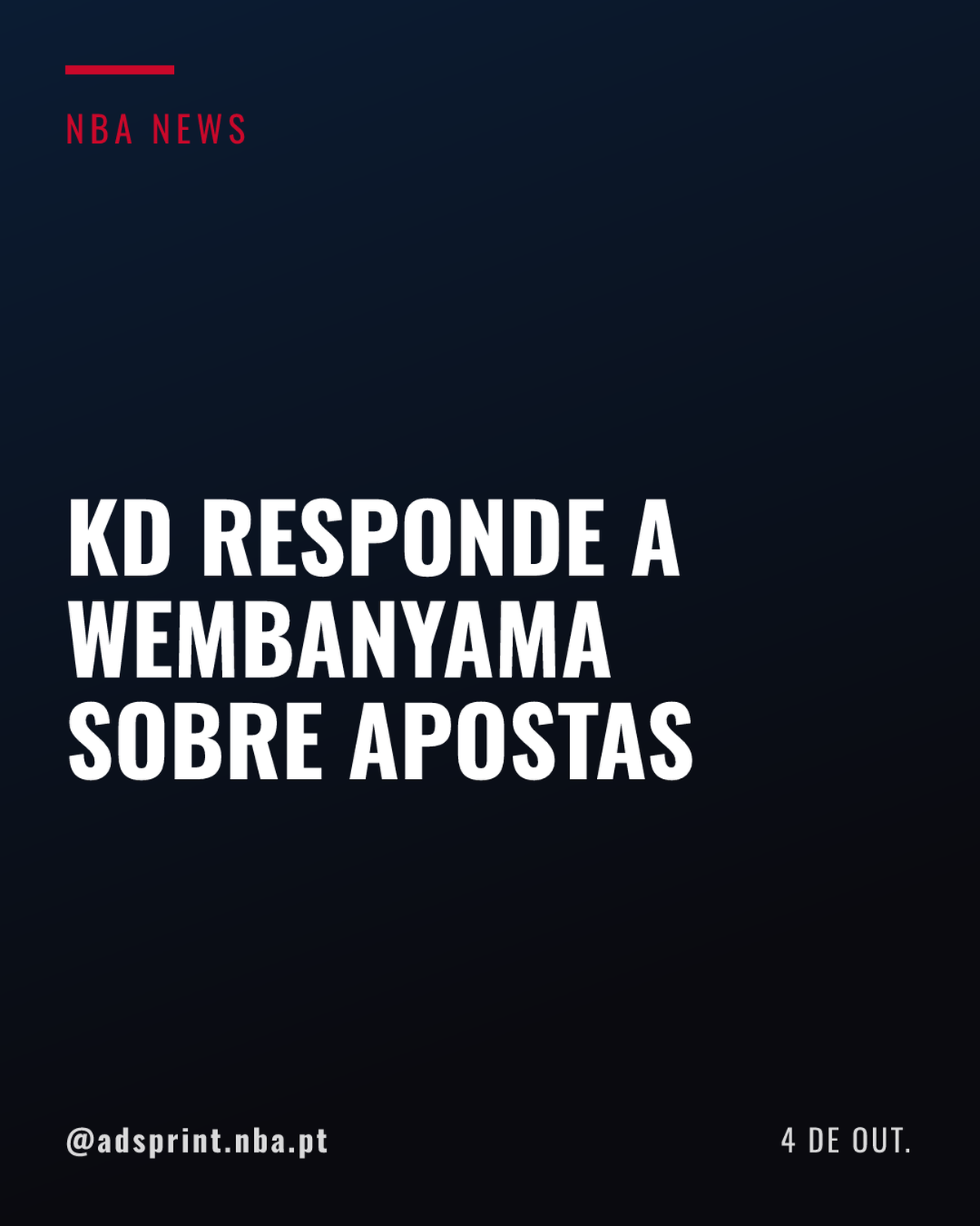 Kevin Durant responde a falas de Victor Wembanyama sobre apostas